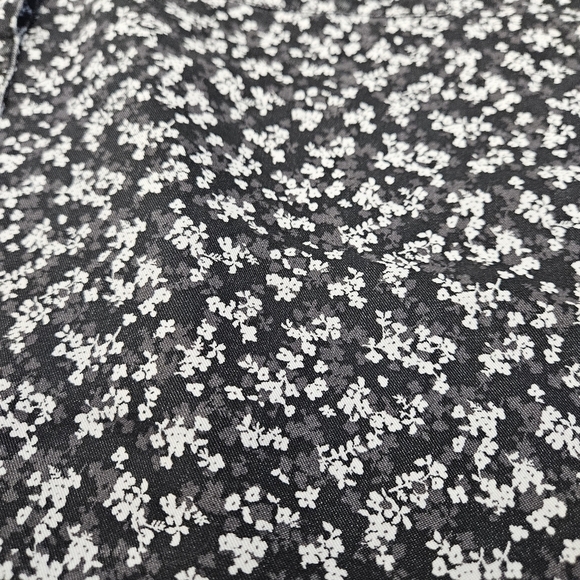 Lands' End Micro Floral Popover Blouse Long Sleeve Black White Women's Large - Picture 8 of 8